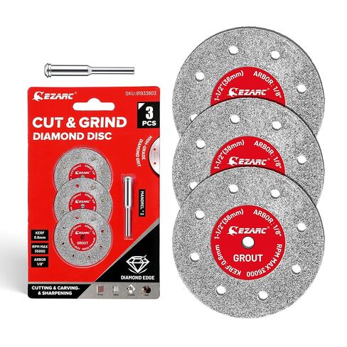 EZARC 1-1/2 Diamond Cutting Wheel for Cutting Sharpening Carving, 0.6mm Kerf, 1.5" x 1/8" Tile Cutting Wheel 3-Pack, Rotary Tool Cutting Disc Accessories Include Mandrel in Kuwait