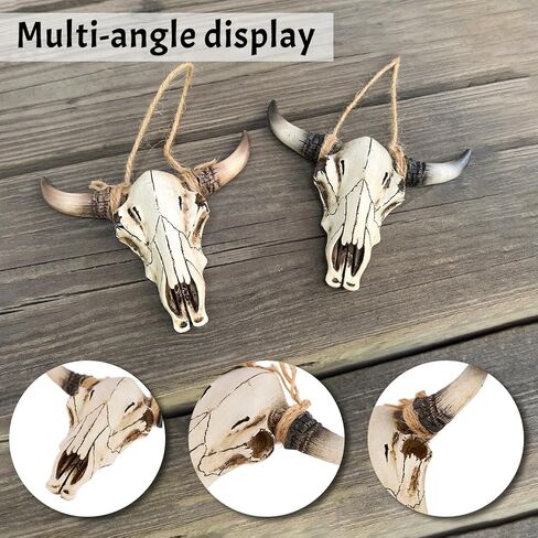 KIWZZXXKW Halloween Cow Skull Wall Decor, Western Longhorn Skull Wall Decor, Farmhouse Decor Wall Sculptures for Living Room Bedroom Indoor Outdoor (Brown) in Saudi Arabia