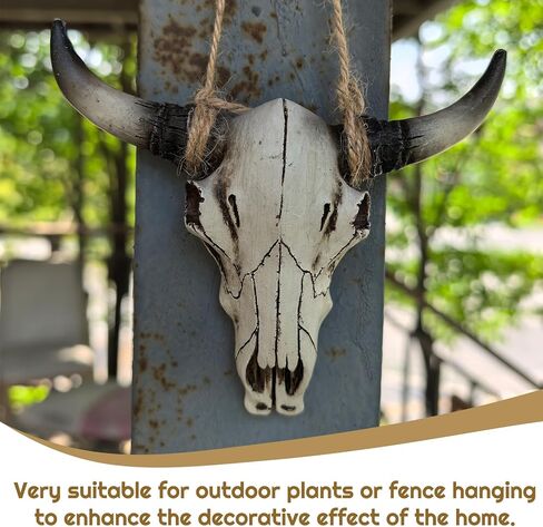 KIWZZXXKW Halloween Cow Skull Wall Decor, Western Longhorn Skull Wall Decor, Farmhouse Decor Wall Sculptures for Living Room Bedroom Indoor Outdoor (Brown) in Saudi Arabia