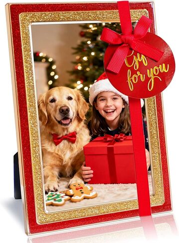 ACHAVINM 8x10 Red Gold Picture Frame - Glittering Enamel Photo Frames with Real Glass & Velvet Back, 8 by 10 Metal frame for Tabletop or Wall, Glitter Home Décor & Weddings Thanksgiving Christmas gift in Saudi Arabia