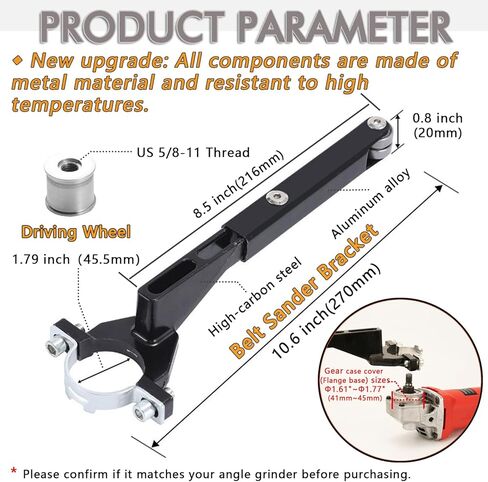 Belt Sander Attachments for Angle Grinder,3/4 x 20.5" Detailing Bandfile Sander Adapter,US 5/8-11 Thread,Suitable for Welding Points Grinding,Woodworking and Metal Rust Removal.(∅45mm) in Saudi Arabia