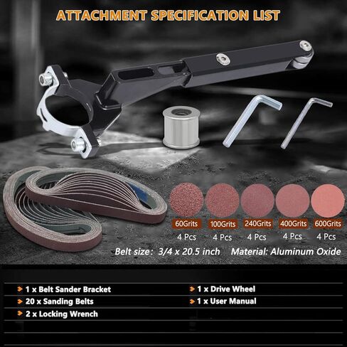 Belt Sander Attachments for Angle Grinder,3/4 x 20.5" Detailing Bandfile Sander Adapter,US 5/8-11 Thread,Suitable for Welding Points Grinding,Woodworking and Metal Rust Removal.(∅45mm) in Saudi Arabia