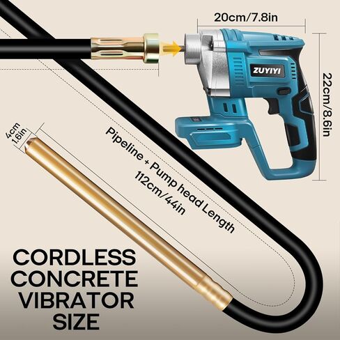 Cordless Concrete Vibrator for Makita 18V Battery, 600W 6000RPM Handheld Concrete Vibrator, 3.9ft Shaft Rod, Handheld Power Cement Vibrating Tool for Remove Bubble Mix Concrete(Bare Tool) in Kuwait