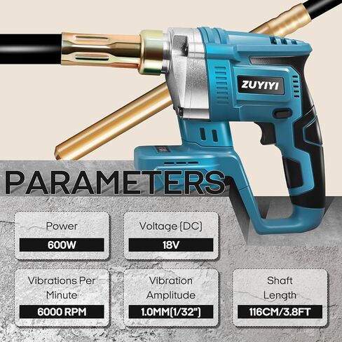 Cordless Concrete Vibrator for Makita 18V Battery, 600W 6000RPM Handheld Concrete Vibrator, 3.9ft Shaft Rod, Handheld Power Cement Vibrating Tool for Remove Bubble Mix Concrete(Bare Tool) in Kuwait