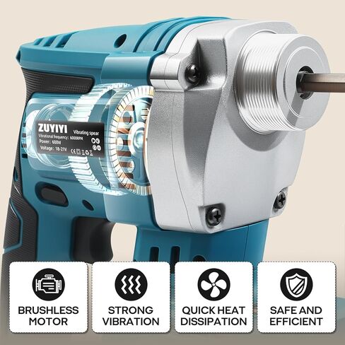 Cordless Concrete Vibrator for Makita 18V Battery, 600W 6000RPM Handheld Concrete Vibrator, 3.9ft Shaft Rod, Handheld Power Cement Vibrating Tool for Remove Bubble Mix Concrete(Bare Tool) in Kuwait