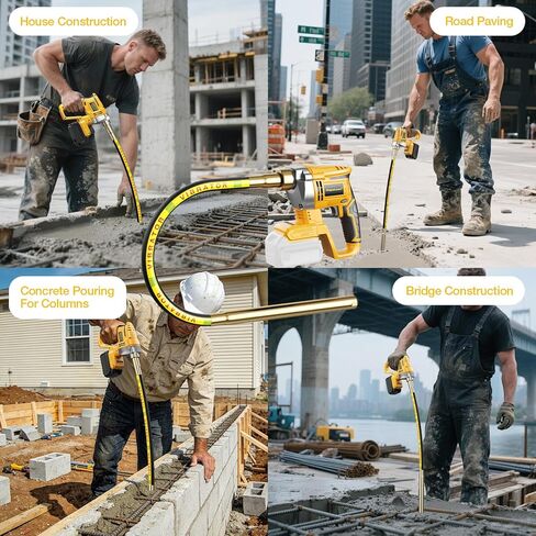 Handheld Concrete Vibrating Tool for Dewalt 20V Max, 1200W Brushless Motor, Cordless Electric Concrete Vibrator with 3.28ft Shaft Rod, 6000 RPM, Effective for Air Bubble Removal (NO Battery) in Kuwait