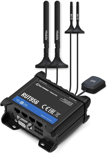 Teltonika RUT956A00A00 Industrial 4G LTE Cat4 Cellular Router, 4 Ethernet Port, Dual SIM Cards, RS232 and RS485, USB and GNSS, Certified by Verizon, AT&T and T-Mobile in Kuwait