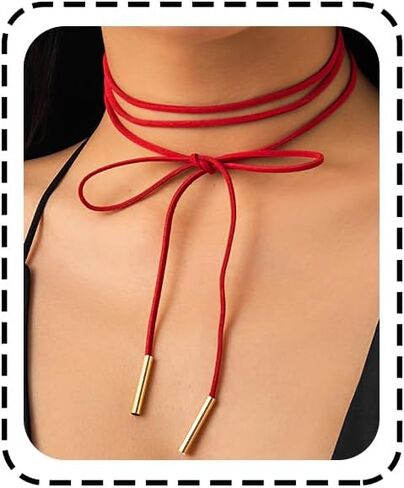 Bravace القوس Chocker قلادة للنساء مع قابل للتعديل الطبقات المخملية الدانتيل طوق مثير طويل التفاف حبل القوطية المختنق للحزب تأثيري أو ارتداء المجوهرات اليومية هدية in Saudi Arabia