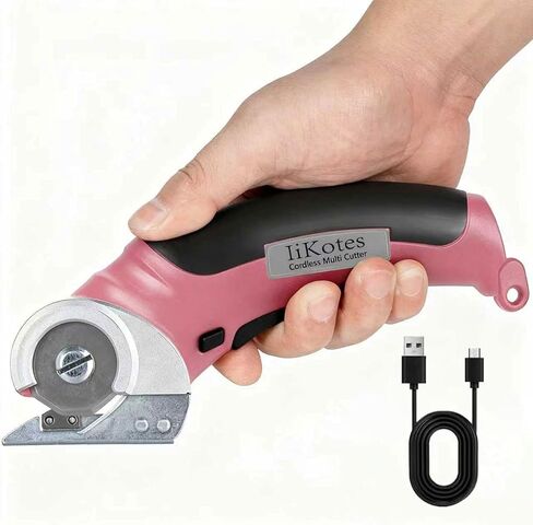 Cordless Electric Scissors, cardboard cutter Heavy Duty Cordless Shears with USB Rechargeable Battery 4V Safety Lock, Non-Slip Grip Cuts Denim, Wool, Leather, Carpet Cardboard, Plastic, 2000mAh, Pink in Kuwait