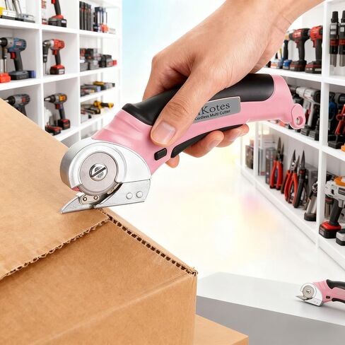 Cordless Electric Scissors, cardboard cutter Heavy Duty Cordless Shears with USB Rechargeable Battery 4V Safety Lock, Non-Slip Grip Cuts Denim, Wool, Leather, Carpet Cardboard, Plastic, 2000mAh, Pink in Kuwait