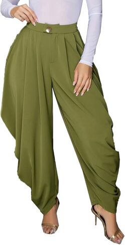 Weafmlia Women's Pleated Baggy Business Work Pants High Waist Wide Leg Palazzo Pants in Saudi Arabia