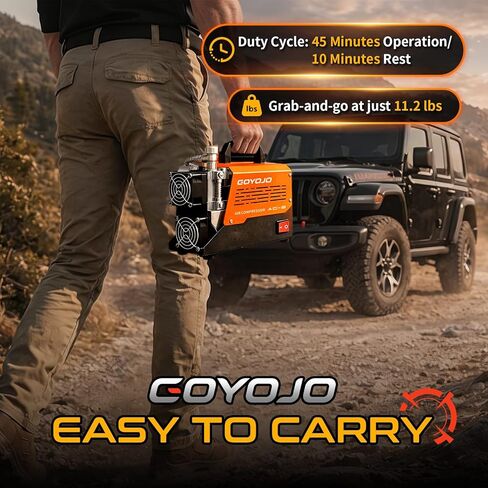 ضاغط هواء GOYOJO AC-2 PCP، مضخة محمولة خالية من الزيت بقدرة 4500 رطل لكل بوصة مربعة/30 ميجا باسكال لبنادق PCP الهوائية وخزانات كرات الطلاء HPA، طاقة مزدوجة 12 فولت تيار مستمر و110 فولت/220 فولت تيار متردد مع محول، صمام تخفيف الضغط الآمن in Kuwait