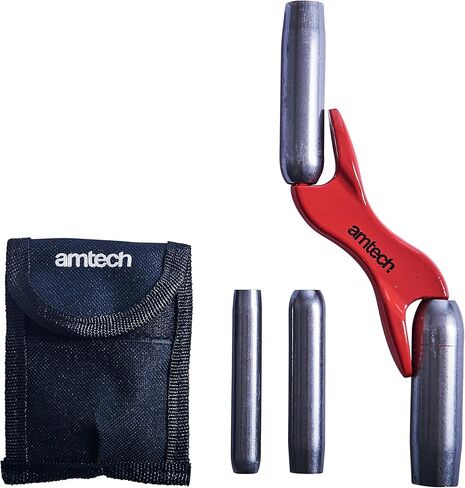 Amtech - أداة توصيل الطوب القابلة للتبديل بأربعة أحجام لصيانة وإصلاح أعمال الطوب، ألومنيوم مصبوب متين، مقبض مريح، يتضمن حقيبة تخزين من النايلون (13 مم، 16 مم، 19 مم، 22 مم) in Kuwait