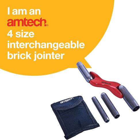 Amtech - أداة توصيل الطوب القابلة للتبديل بأربعة أحجام لصيانة وإصلاح أعمال الطوب، ألومنيوم مصبوب متين، مقبض مريح، يتضمن حقيبة تخزين من النايلون (13 مم، 16 مم، 19 مم، 22 مم) in Kuwait