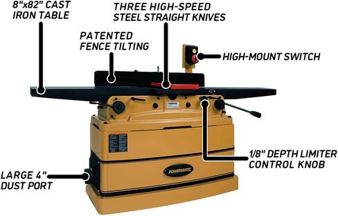 Powermatic ArmorGlide 8-Inch Parallelogram Jointer, Straight Knife, 2 HP, 230V 1Ph (PJ882T) in Kuwait