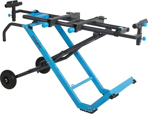 حامل منشار ميتري قابل للطي من Channellock - فولاذ عالي التحمل، قاعدة متحركة متدحرجة، امتداد 10 قدم - أزرق in Kuwait
