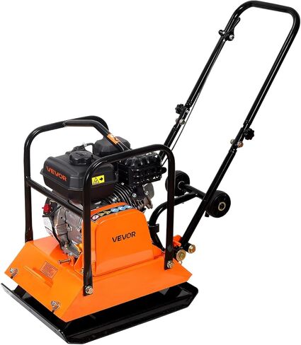 VEVOR Plate Compactor, 6.5 HP 196CC Gas Engine, 5700 VPM Vibrating Ground Rammer, 4047 lbs Compaction Force, 21 x 16 in Plate, Walk Behind Compactor for Paver Landscaping, Asphalt, Foundation, Soil in Kuwait