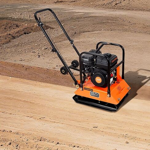 VEVOR Plate Compactor, 6.5 HP 196CC Gas Engine, 5700 VPM Vibrating Ground Rammer, 4047 lbs Compaction Force, 21 x 16 in Plate, Walk Behind Compactor for Paver Landscaping, Asphalt, Foundation, Soil in Kuwait