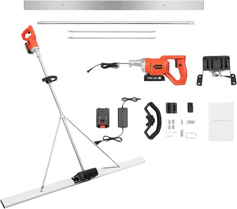 110V 48W Electric Concrete Float, Concrete Vibratory Screed Vibrating Bull Float Concrete Screed Board with 4.94 FT Stainless Steel Screed Board for Vibration-Leveling Concrete Surfaces in Kuwait