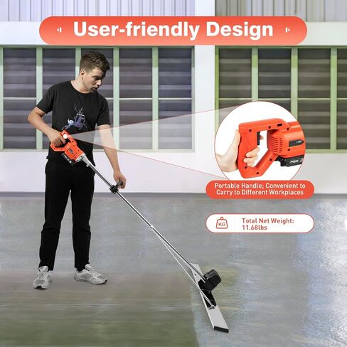 110V 48W Electric Concrete Float, Concrete Vibratory Screed Vibrating Bull Float Concrete Screed Board with 4.94 FT Stainless Steel Screed Board for Vibration-Leveling Concrete Surfaces in Kuwait