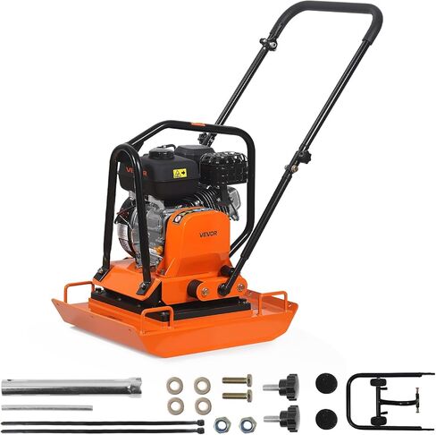 ضاغط الألواح VEVOR، محرك غاز 7 HP 196CC، ماكينة الدك الأرضية الاهتزازية 5400 VPM، قوة الضغط 4440 رطل، لوحة 23 × 18 بوصة، ضاغط المشي خلف المناظر الطبيعية للرصف، الأسفلت، الأساس، التربة in Kuwait