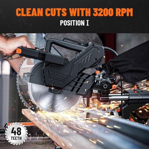 DOVAMAN 10-Inch Dual Bevel Sliding Miter Saw, Multi-Material Cutting w/ 3 x TCT Blades, 2-Speed 5000/3200 RPM, LED Shadow Line, 0-45° Bevel & Miter Cut, Max Cut 3.5" x 13.4", 9 Positive Stops in Kuwait