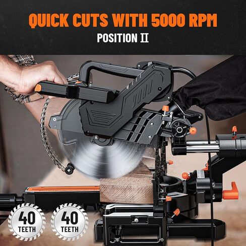 DOVAMAN 10-Inch Dual Bevel Sliding Miter Saw, Multi-Material Cutting w/ 3 x TCT Blades, 2-Speed 5000/3200 RPM, LED Shadow Line, 0-45° Bevel & Miter Cut, Max Cut 3.5" x 13.4", 9 Positive Stops in Kuwait