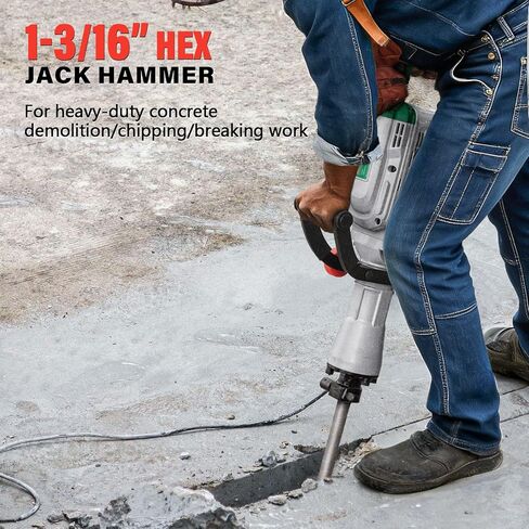 30 lb. Demolition Jack Hammer with 1-3/16" Hex Shank, 1700W 14-Amp Heavy Duty Corded Electric Concrete Demo Chipping Breaker with Carrying Case, Flat & Bull Point Chisel in Kuwait