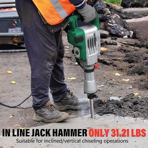 30 lb. Demolition Jack Hammer with 1-3/16" Hex Shank, 1700W 14-Amp Heavy Duty Corded Electric Concrete Demo Chipping Breaker with Carrying Case, Flat & Bull Point Chisel in Kuwait
