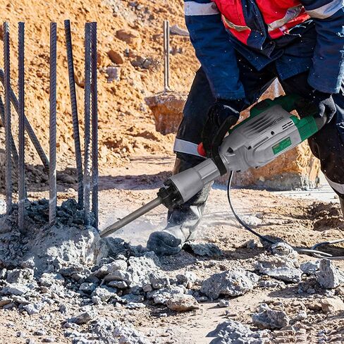 30 lb. Demolition Jack Hammer with 1-3/16" Hex Shank, 1700W 14-Amp Heavy Duty Corded Electric Concrete Demo Chipping Breaker with Carrying Case, Flat & Bull Point Chisel in Kuwait