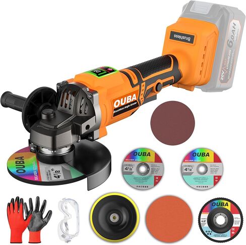 طاحونة زاوية لاسلكية متوافقة مع بطارية Dewalt 20V Max، 3 سرعات متغيرة، محرك بدون فرش مع LED، حامل أداة طاحونة زاوية الطاقة، قرص جلخ رفرف، بطارية 1 × 4.0 أمبير وشاحن سريع، برتقالي in Kuwait