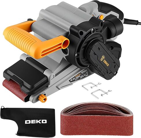 Belt Sander Corded: DEKOPRO 8.4A Belt Sander Handheld with Dust Bag & 2 Metal C Clamps, 1010W 3×21-Inch Power Belt Sanders with Variable-speed Control for Woodworking in Kuwait