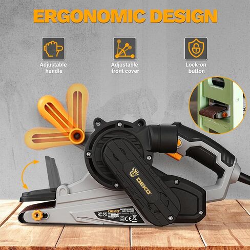 Belt Sander Corded: DEKOPRO 8.4A Belt Sander Handheld with Dust Bag & 2 Metal C Clamps, 1010W 3×21-Inch Power Belt Sanders with Variable-speed Control for Woodworking in Kuwait