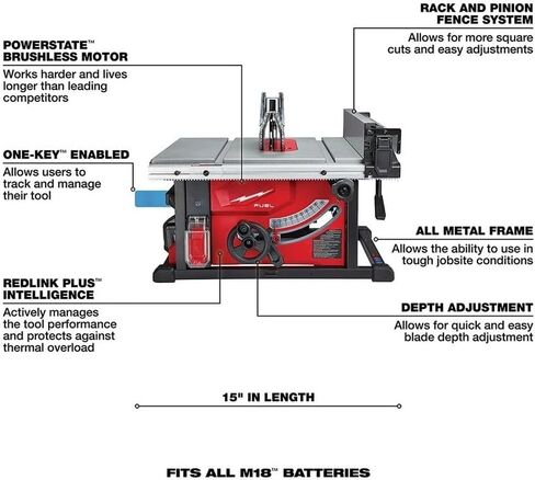 مناشير كهربائية 2736-21HD لـ Milwaukee M18 FUEL 8-1/4 "طقم منشار طاولة بدون فرش in Kuwait