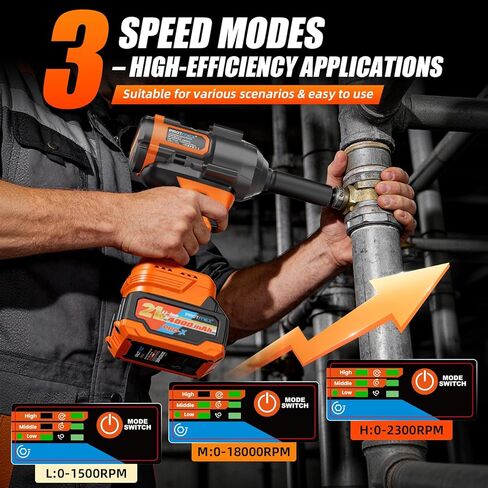 Protmex 1107Ft-lbs(1500N.m) Cordless Impact Wrench, 1/2" Brushless Impact Driver, High Torque Impact Gun with 21V 2x4.0Ah Battery, Power Motor Variable Speeds for Car/Mower/Pickup Truck in Kuwait