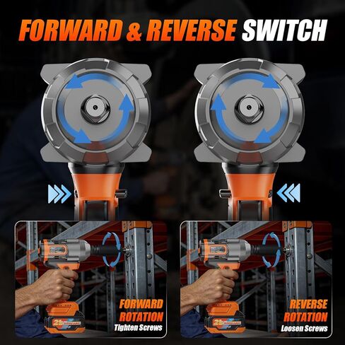 Protmex 1107Ft-lbs(1500N.m) Cordless Impact Wrench, 1/2" Brushless Impact Driver, High Torque Impact Gun with 21V 2x4.0Ah Battery, Power Motor Variable Speeds for Car/Mower/Pickup Truck in Kuwait
