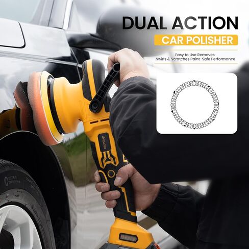 ملمع عازلة DA لاسلكي مقاس 6 بوصات (أداة فقط) متوافق مع بطارية Dewalt 20V 60V MAX، بدون فرش، 5500 OPM، مدار 15 مم / 21 مم، شمع ملمع سيارة مداري عشوائي بـ 6 سرعات للتفصيل in Kuwait