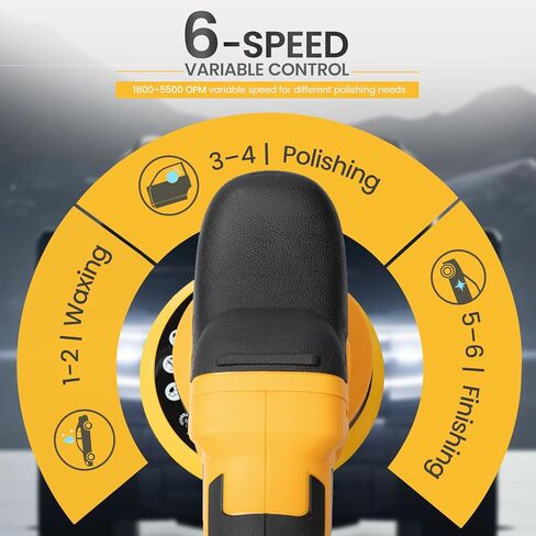 ملمع عازلة DA لاسلكي مقاس 6 بوصات (أداة فقط) متوافق مع بطارية Dewalt 20V 60V MAX، بدون فرش، 5500 OPM، مدار 15 مم / 21 مم، شمع ملمع سيارة مداري عشوائي بـ 6 سرعات للتفصيل in Kuwait