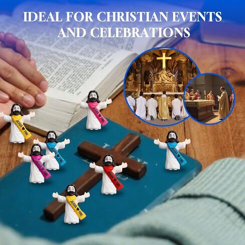 105 قطعة من DAWZMR مجسمات صغيرة Jesus Loves You، تمثال يسوع المطاطي الصغير (متعدد الألوان) in Kuwait