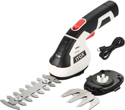 Cordless Grass Shear & Shrubbery Trimmer - 2 in 1 Handheld Hedge Trimmer Electric Grass Cutter Rechargeable Lithium-Ion Battery and Type-C Cable Included (White) in Kuwait