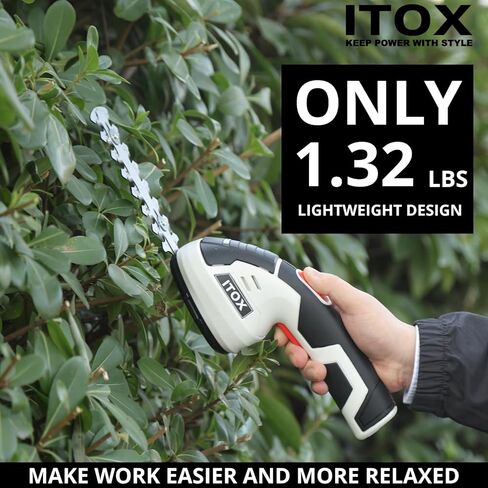 Cordless Grass Shear & Shrubbery Trimmer - 2 in 1 Handheld Hedge Trimmer Electric Grass Cutter Rechargeable Lithium-Ion Battery and Type-C Cable Included (White) in Kuwait