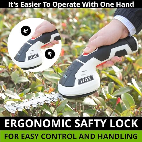 Cordless Grass Shear & Shrubbery Trimmer - 2 in 1 Handheld Hedge Trimmer Electric Grass Cutter Rechargeable Lithium-Ion Battery and Type-C Cable Included (White) in Kuwait