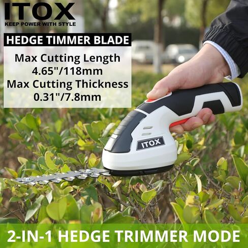 Cordless Grass Shear & Shrubbery Trimmer - 2 in 1 Handheld Hedge Trimmer Electric Grass Cutter Rechargeable Lithium-Ion Battery and Type-C Cable Included (White) in Kuwait