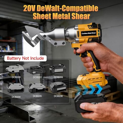 قاطعة صفائح معدنية لاسلكية متوافقة مع بطارية Dewalt 20V MAX (بدون بطارية)، قاطعة معدنية كهربائية بدون فرش أقصى عزم دوران 221 قدم رطل، مقصات صفائح معدنية برأس قابل للدوران، قفل أمان in Kuwait