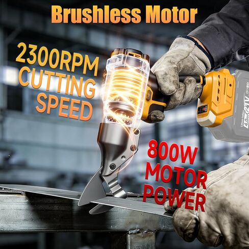 قاطعة صفائح معدنية لاسلكية متوافقة مع بطارية Dewalt 20V MAX (بدون بطارية)، قاطعة معدنية كهربائية بدون فرش أقصى عزم دوران 221 قدم رطل، مقصات صفائح معدنية برأس قابل للدوران، قفل أمان in Kuwait