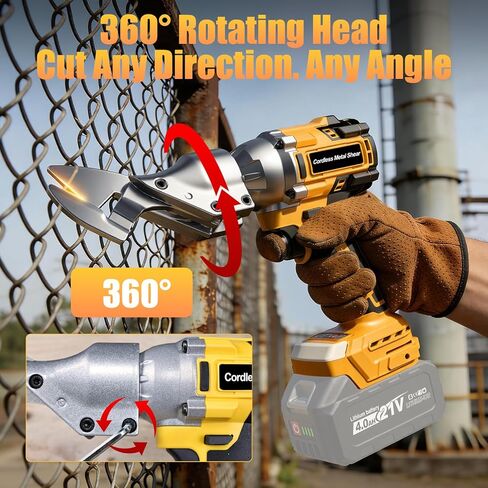 قاطعة صفائح معدنية لاسلكية متوافقة مع بطارية Dewalt 20V MAX (بدون بطارية)، قاطعة معدنية كهربائية بدون فرش أقصى عزم دوران 221 قدم رطل، مقصات صفائح معدنية برأس قابل للدوران، قفل أمان in Kuwait