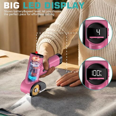 Cordless Electric Scissors, Rechargeable Cardboard Cutter with LED Light,Pink in Kuwait