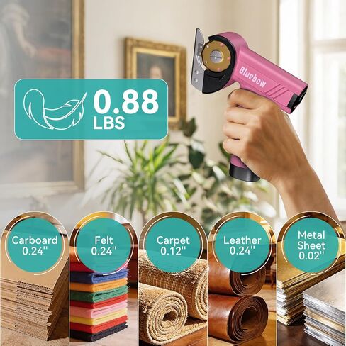 Cordless Electric Scissors, Rechargeable Cardboard Cutter with LED Light,Pink in Kuwait