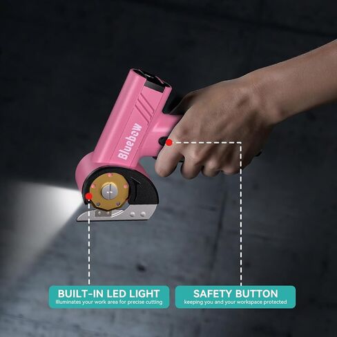 Cordless Electric Scissors, Rechargeable Cardboard Cutter with LED Light,Pink in Kuwait
