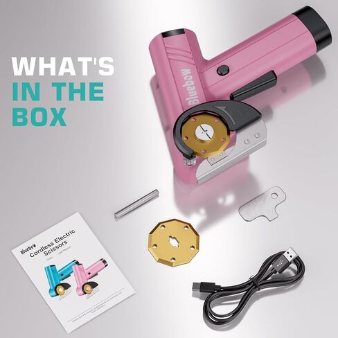 Cordless Electric Scissors, Rechargeable Cardboard Cutter with LED Light,Pink in Kuwait